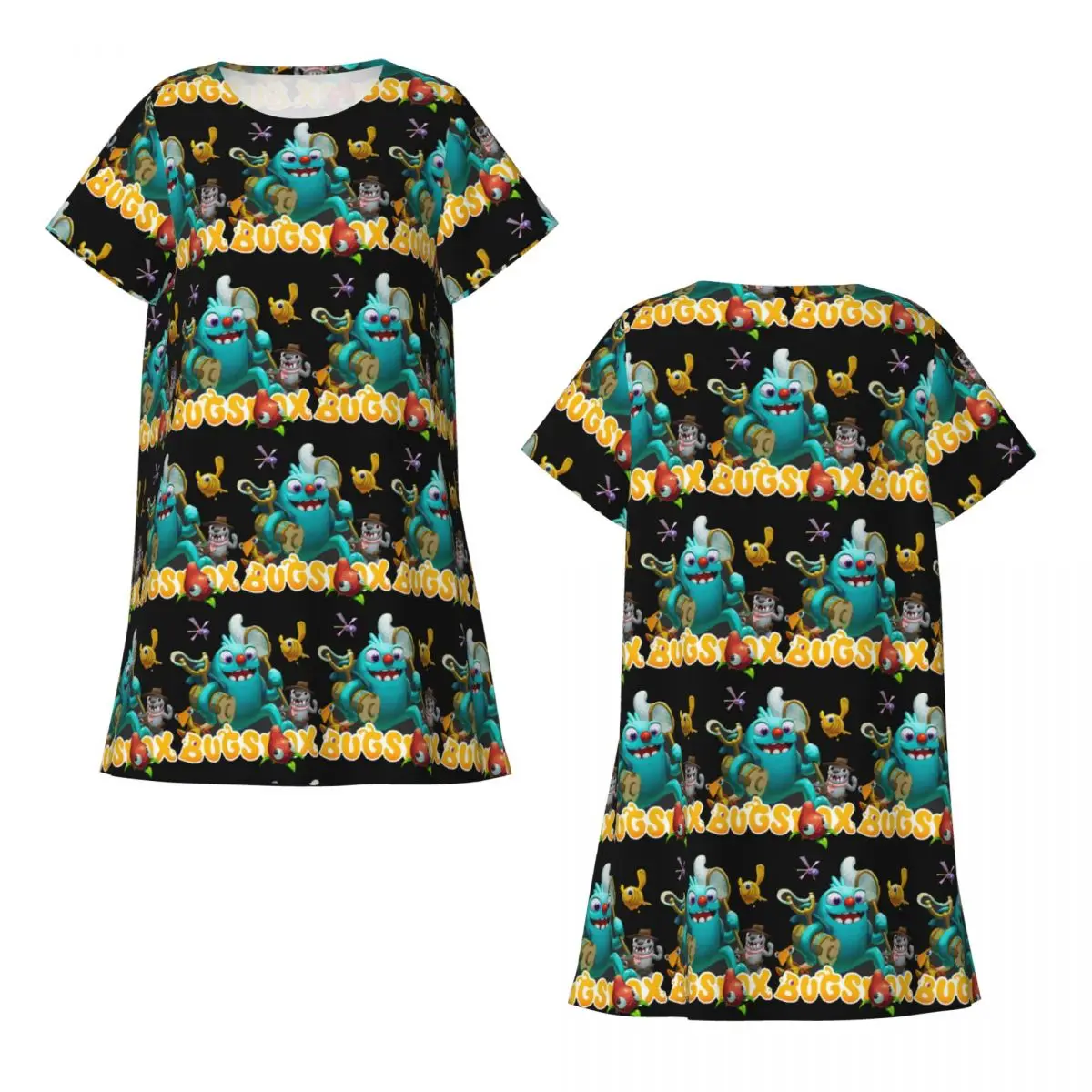 Custom Bugsnax Short Sleeves Nightdress For Sleeping Sleepshirts Women Short Sleeve Nightgowns Soft Pajama Dress