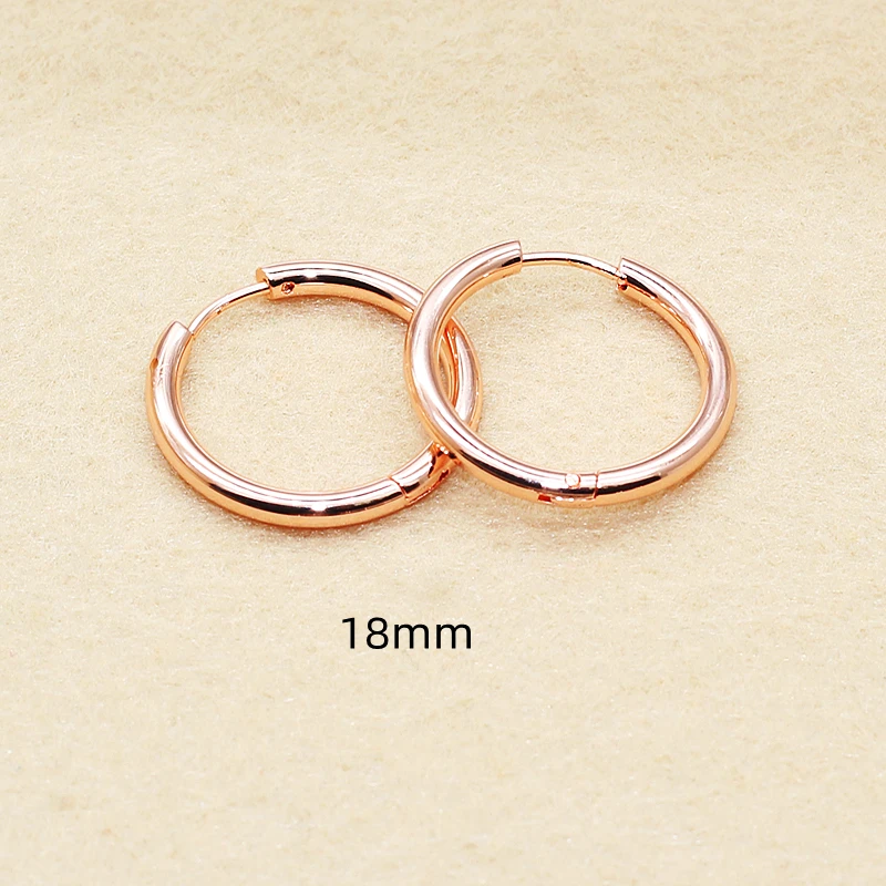 2qws Edelstahl-Ohrringe 1 Paar Damen-Creolen 18MM Roségoldfarben Kreis 2,5mm IP-Beschichtung Kein Verblassen Allergiefrei – Detail 1