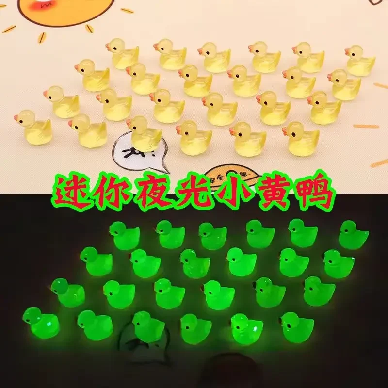 100/50Pcs Yellow Ducks Luminous Duck Ornament Miniature Figures Tiny Duck Micro Fairy Garden Landscape Fairy Garden Home Decor