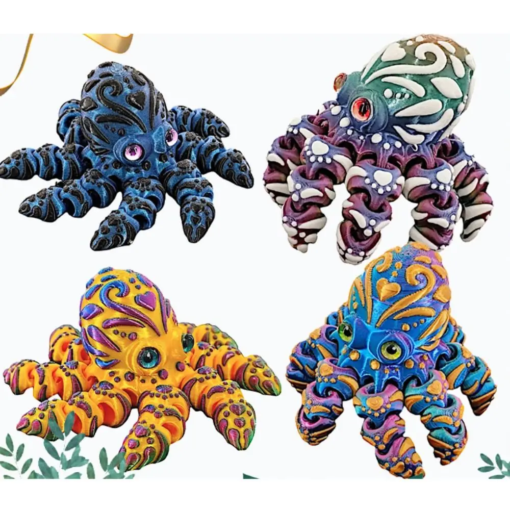 

Movable Joints 3D Printed Octopus Ornament Realistic Handicraft 3D Printed Octopus Model Cartoon Figurine 3D Printed Octopus Toy