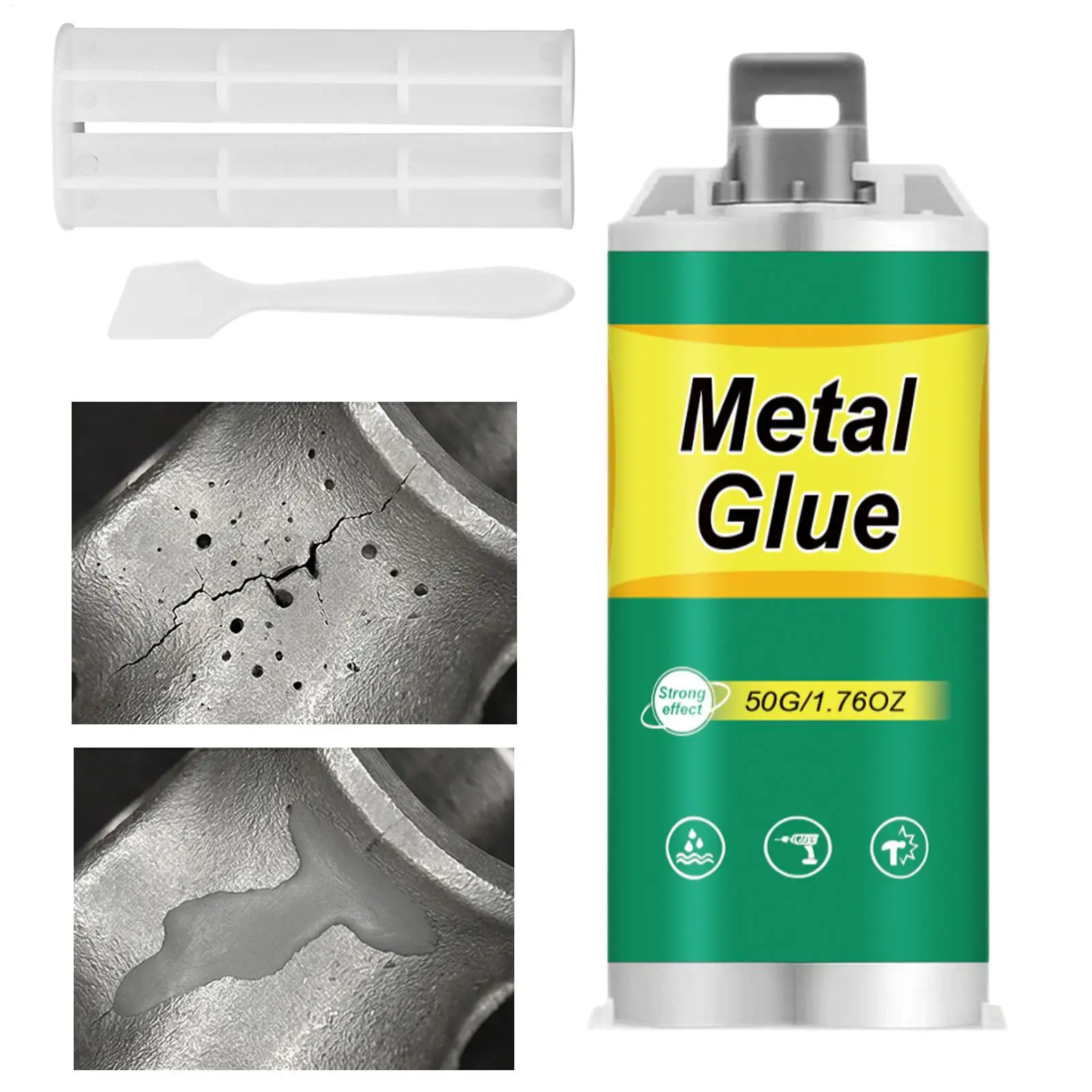 50g Metal Repair Glue High Strength Welding Adhesive for Steel Iron Aluminum, Multipurpose Epoxy Bonding Agent for Home Workshop