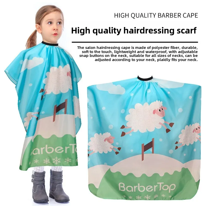 

Salon Children Haircut Apron Waterproof Cartoon Pattern Hairdressing Cloth Cape Professional Barbershop Styling Accessories