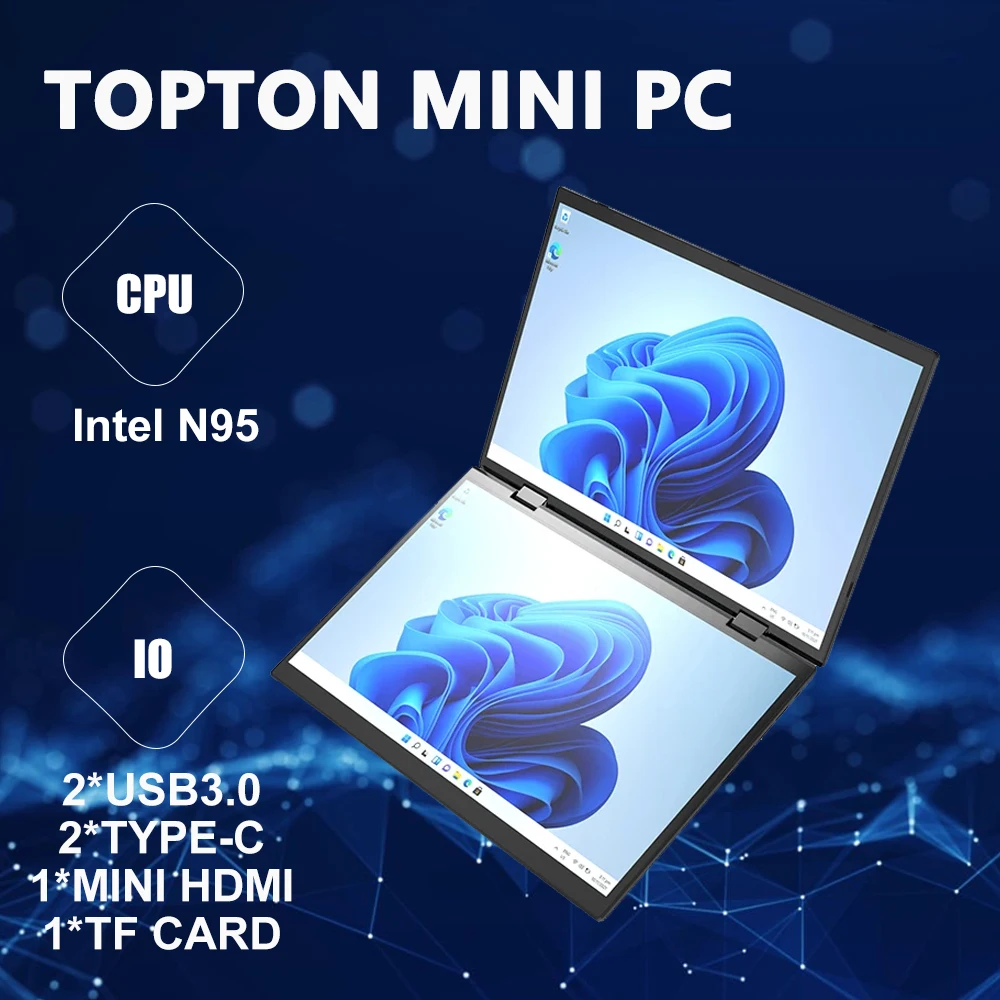 L14 12th Gen Intel N95 podwójny ekran 360 ° joga Laptop 2*14 Cal 2.5K Touch IPS Windows 11 Pro Mini PC 2 w 1 Notebook WiFi