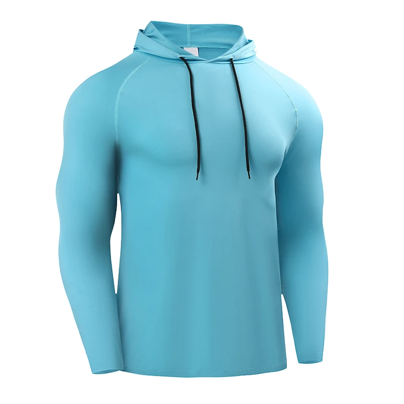 Running Long Sleeve T Shirt Men Sportswear Hooded T-shirt Elastic Jersey Gym Fitness Male Tops Tee Training Sport Tracksuit Men image 5