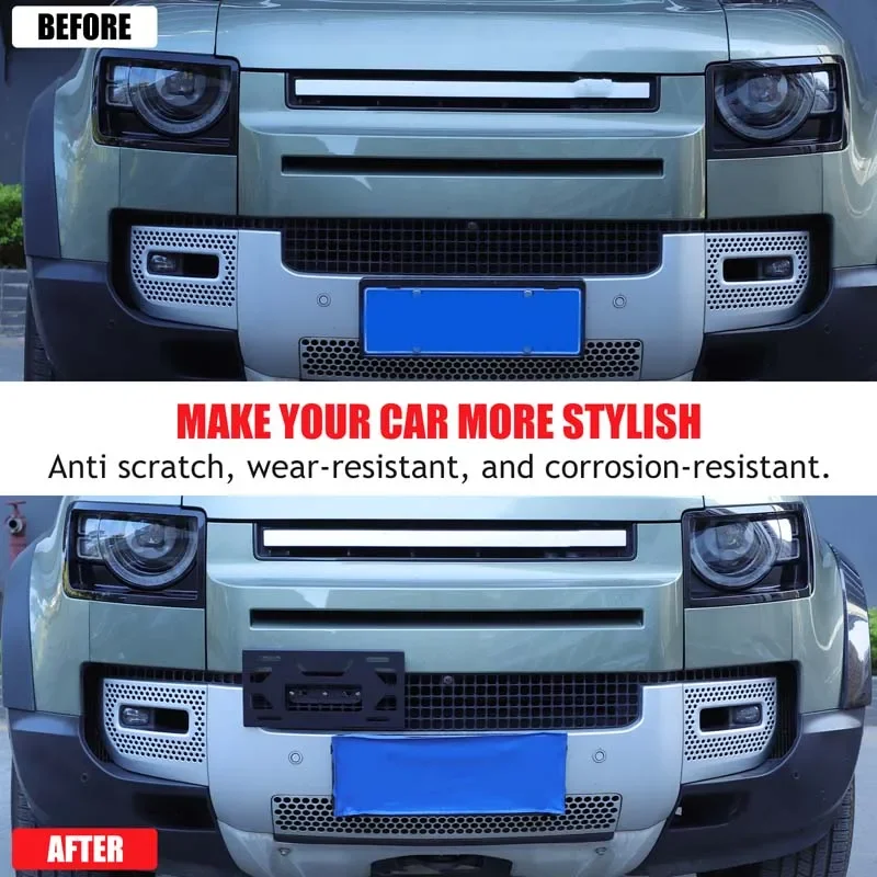 

Aluminum Alloy Black For Land Rover Defender 90 110 130 2020+ Car front license plate bracket exterior modification accessories