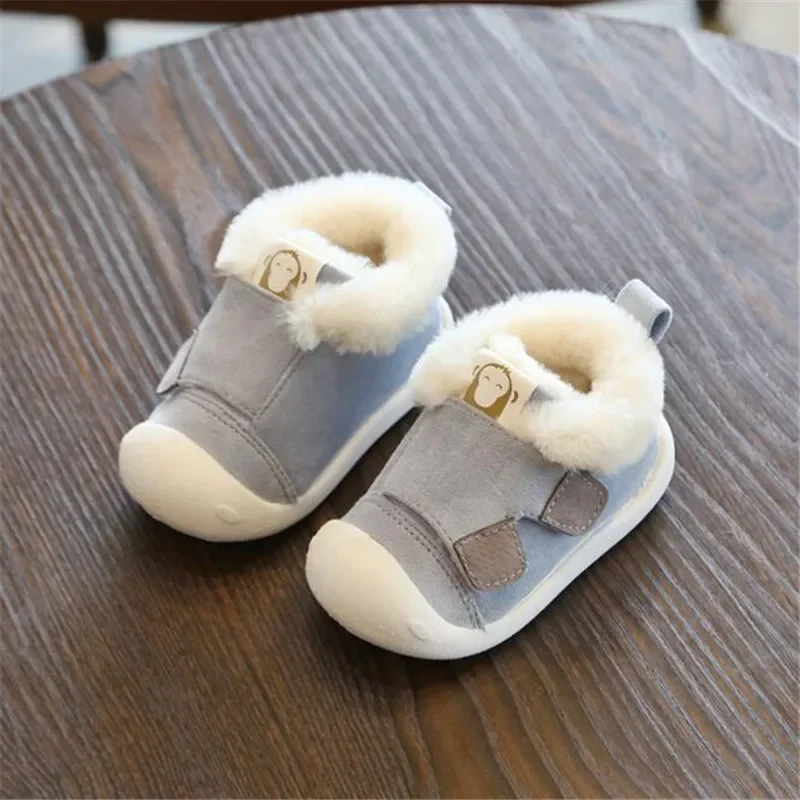 2022 Winter Infant Toddler Boots  First Walkers Boy Non-slip Kids Boots Warm Plush  Boys Snow Boots Outdoor Soft Sole Sneakers