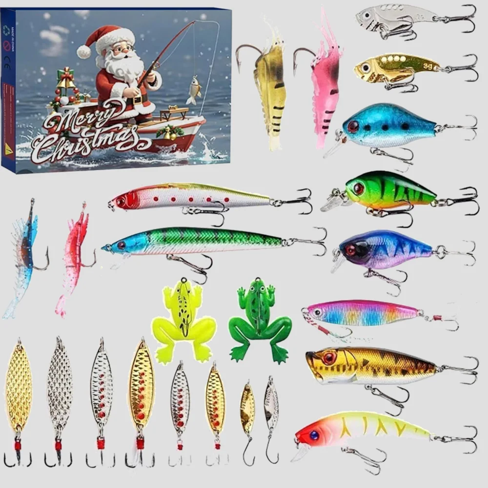 

Рыболовная приманка Адвент-календарь Морская пресноводная реалистичная приманка Набор 3D глаза Мягкие пластиковые жесткие приманки для рыбалки Праздничная подарочная коробка