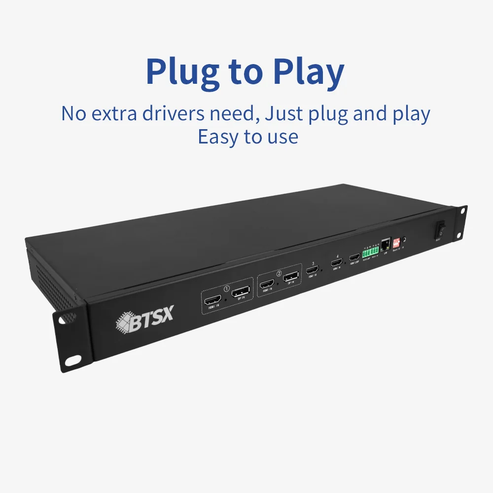 2X2 2X3 Video Wall Controller 9 HDMI Outputs Hot-Swap Power-Off Memory High-Performance 4K60 Video Wall Controller