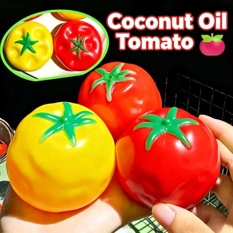 Kokosnussöl-Tomaten-Quetschspielzeug, weicher, realistischer Tomaten-Stressball, Quetsch-Stressball zur Stresslinderung, Partygeschenke, Quetsch-Stress-Geschenke – Detail 2