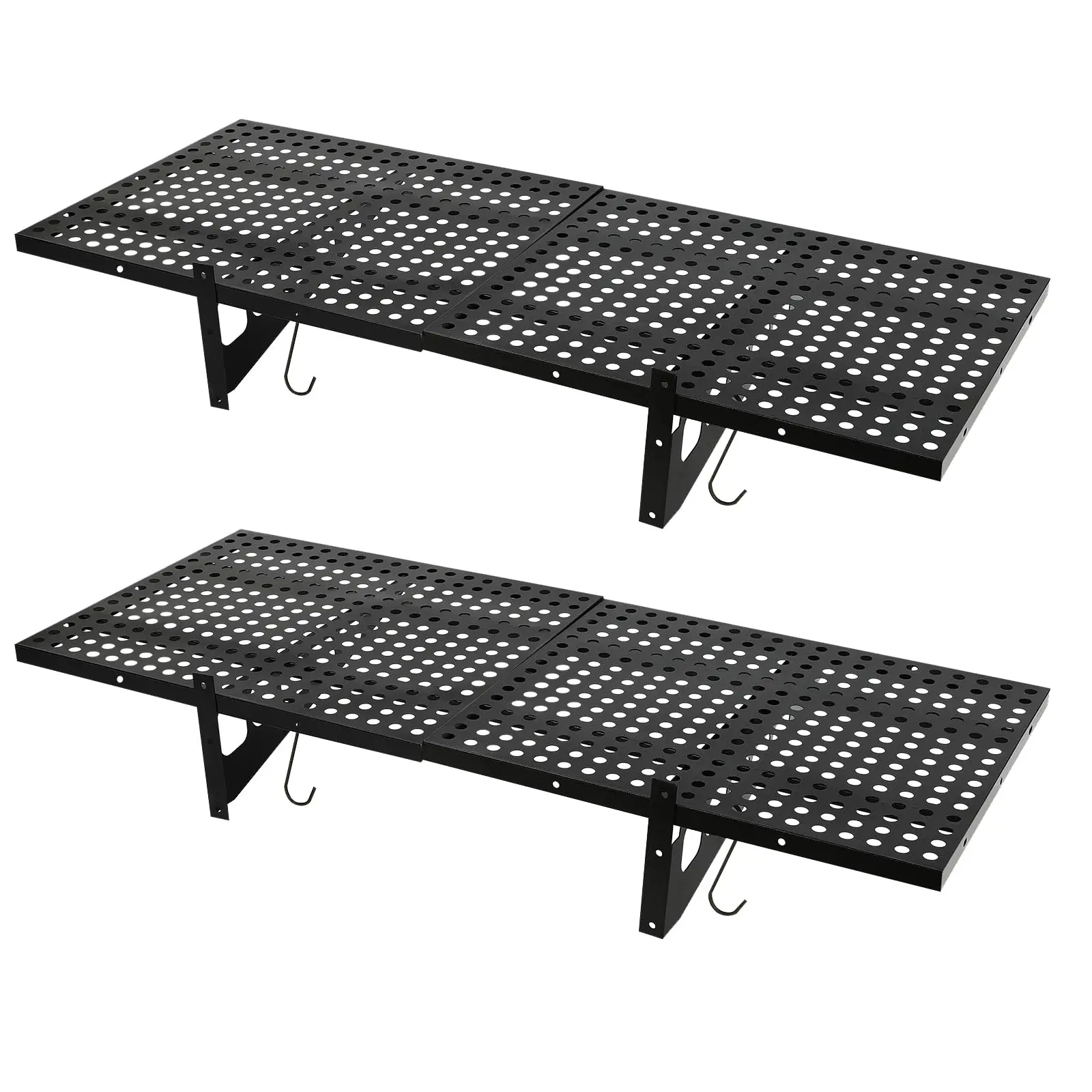 Настенная полка для гаража, 2 шт., 20 x 48 дюймов, сверхмощная черная стальная гаражная полка для хранения, 2-уровневые настенные плавающие полки для хранения велосипедов