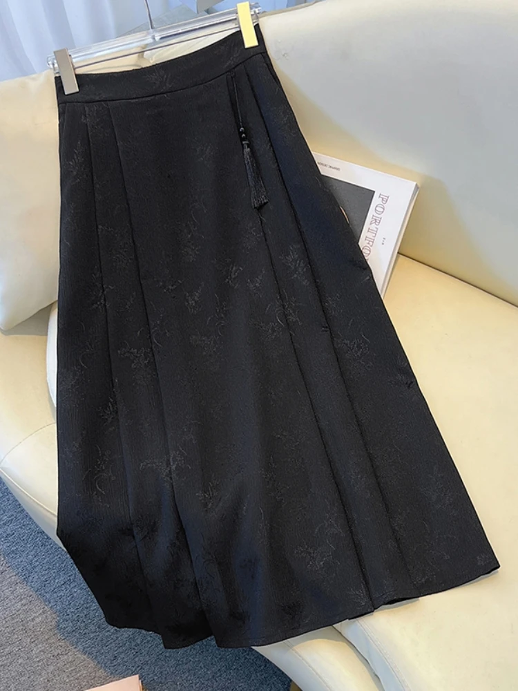 New Chinese Style High Waist Floral Embroidery Half Skirt for Women Summer plus Size Slimming Beautiful Korean Style Commute
