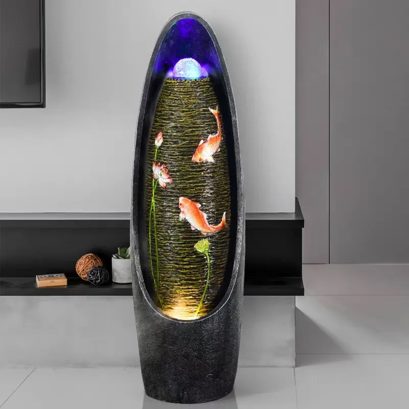 Light luxury flowing water fountain living room entrance circulating water humidifier feng shui wheel landscape floor decoration