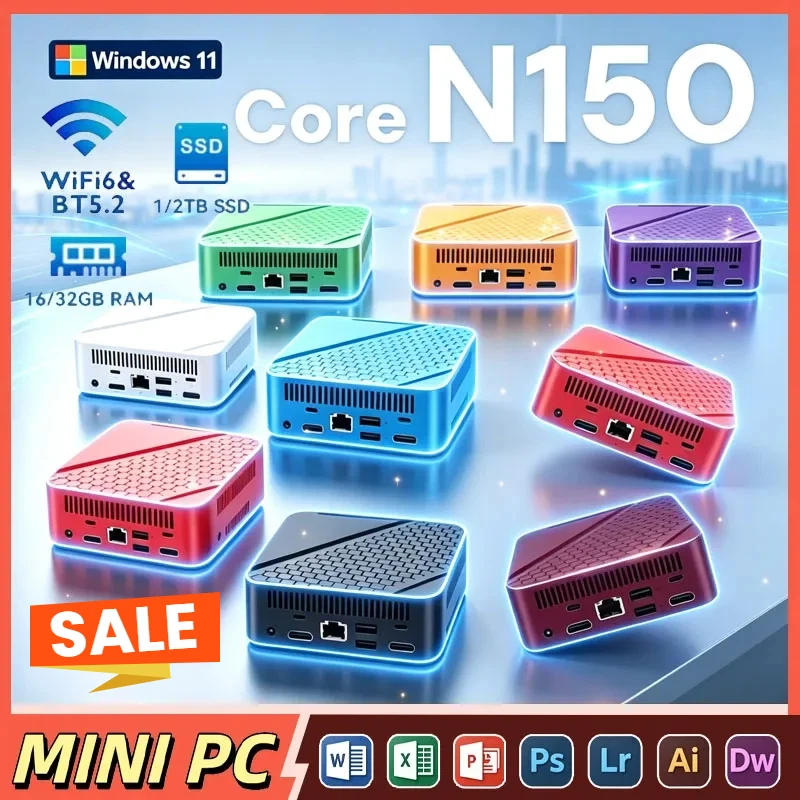 2026 Mini PC Intel Core I9 N150 Windows 11 Small Pocket Cmputer 16GB RAM 1/2TB SSD WIFI6 BT5.2 4K Desktop PC Gaming Computer