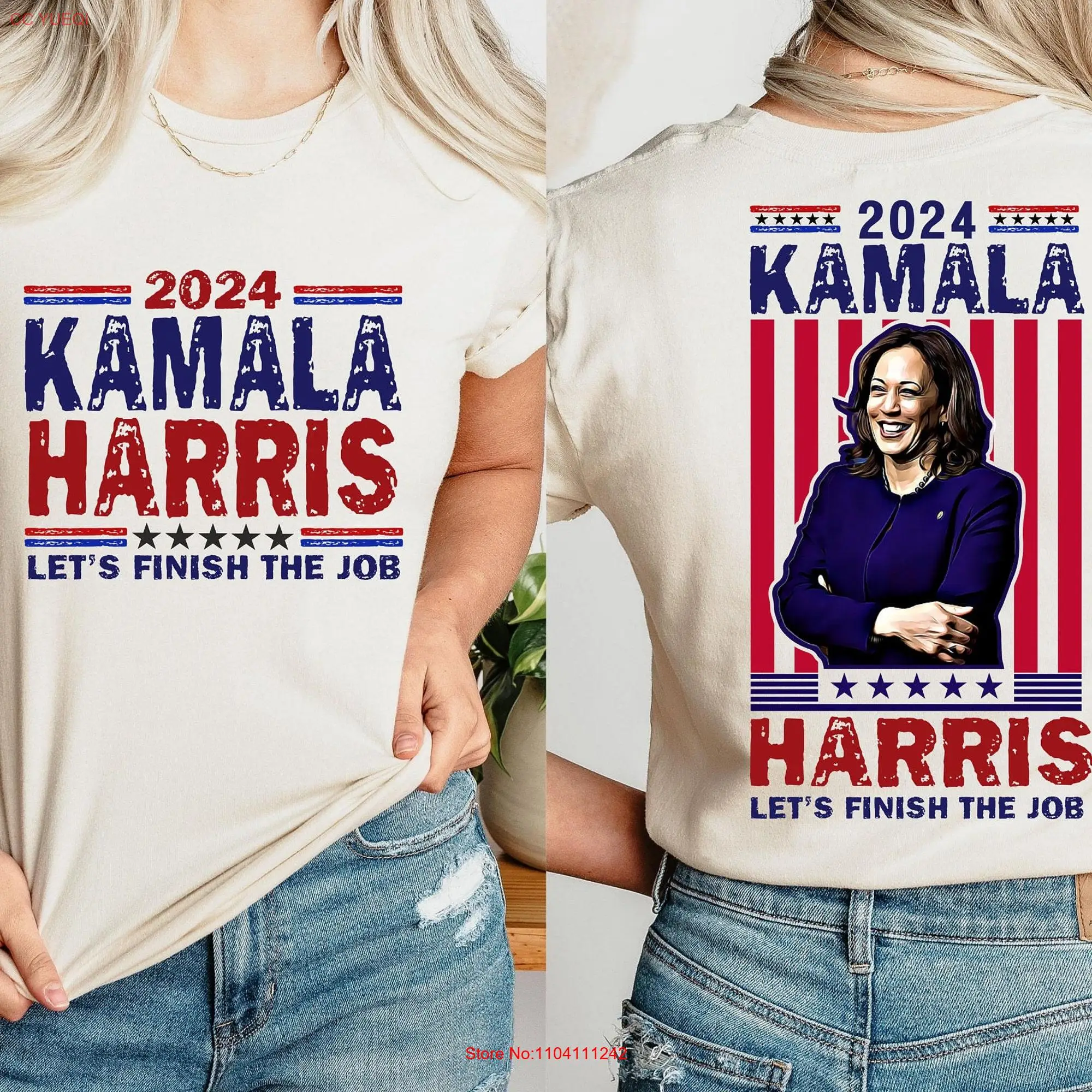 Kamala Harris Let's Finish The Job T Shirt 2024 Madam President I am Speaking For People long or short sleeves