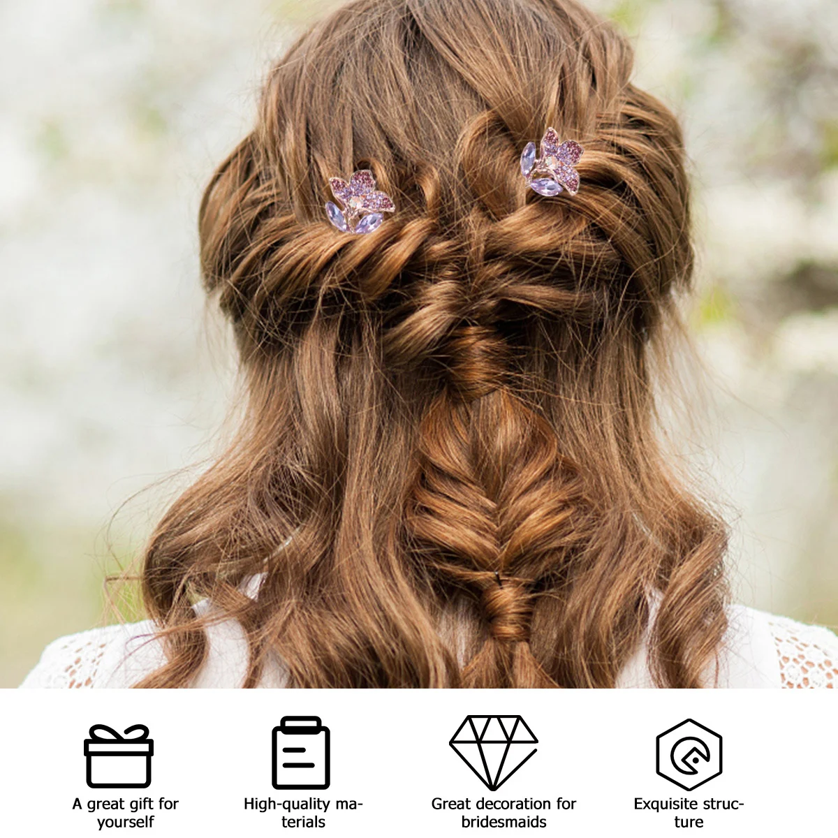 4 Stück Strass Braut Haarnadel Blumen Dekor Braut Kopfschmuck Hochzeit Haarschmuck Elegante Haargabel für Braut und Brautjungfern