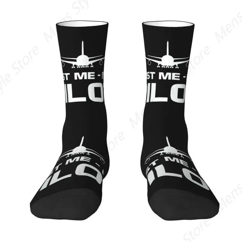 Trust Me IM A Pilot Mens Crew Socks Unisex Kawaii 3D Print Plane Flying Aeroplane Aviation Gift Dress Socks