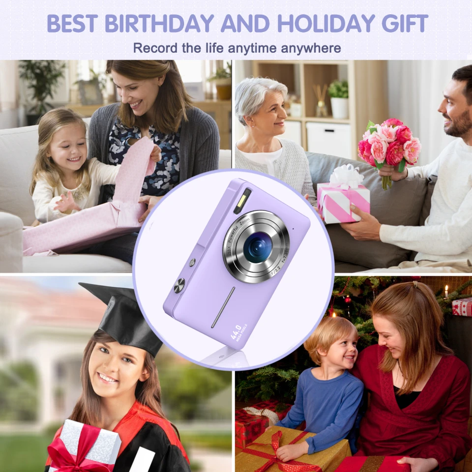 Fotocamera Digitale 48MP FHD 1080P Con Zoom 16X – Anti-shake, Autofocus, Ricaricabile, Schermo 2.4'', Perfetta Per Bambini E Principianti, Include Scheda 8GB - 3
