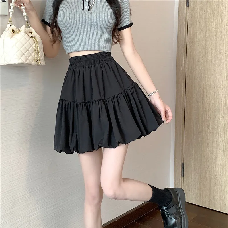 

Sexy Black Chiffon Mini Skirt Women Summer Y2K Patchwork High Waist Cute Kawaii Korean Short Skirt