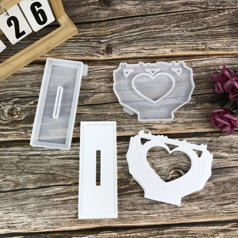  Silicone Heart Photo Frame Mold Sturdy Heart Table Ornament Mold For DIY Resin Projects And Individualized Gifts