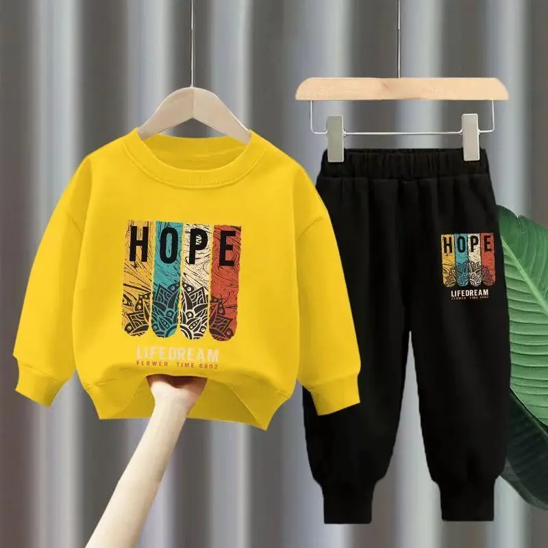 طقم بذلة رياضية مطبوعة من قطعتين للأطفال ، توب وسراويل بأكمام طويلة ، ملابس رياضية للفتيان والفتيات ، ملابس أطفال ، خريف