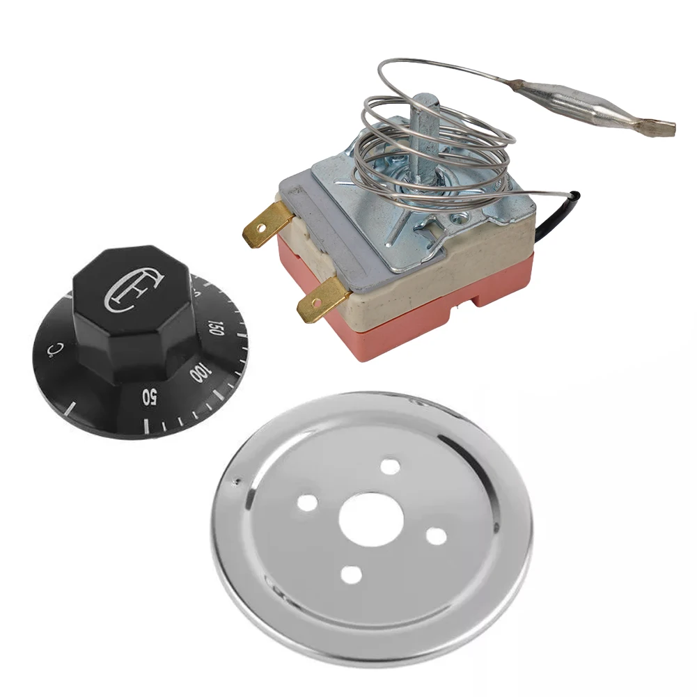 AC 250V เทอร์โมสตัทเทอร์โมสตัทแบบปรับได้ชิ้นส่วนเครื่องใช้ในครัวเทอร์โมสตัทสีดําการออกแบบท่อเส้นเลือดฝอยติดตั้งง่าย