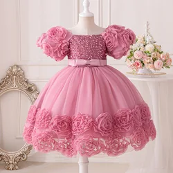 Big Flower Girl Dress Elegant Kids Party Princess Dresses For Girls Baby Christmas Costume Fluffy Wedding Bridesmaid Ball Gown