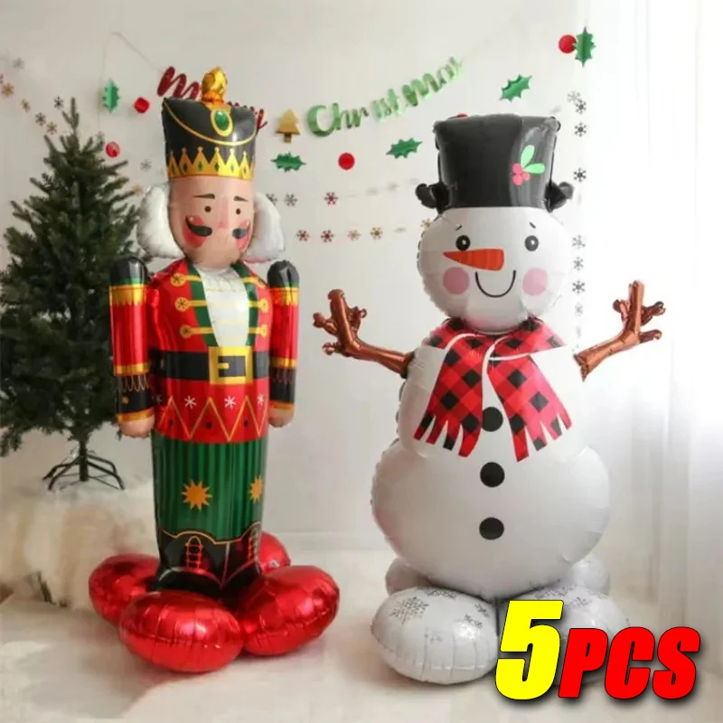 5PCS Christmas Balloon Santa Elk Soldier Balloon Decoration Large Christmas Foil Balloon Theme Party Decoration