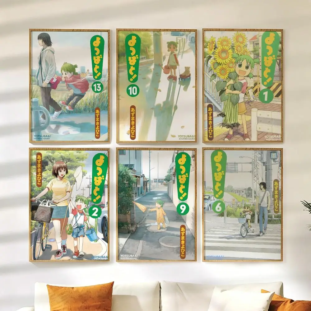 Y-Yotsuba Anime Poster Wall Stickers HD Painting Self Adhesive Art Decals for Bedroom Living Room Home Decor
