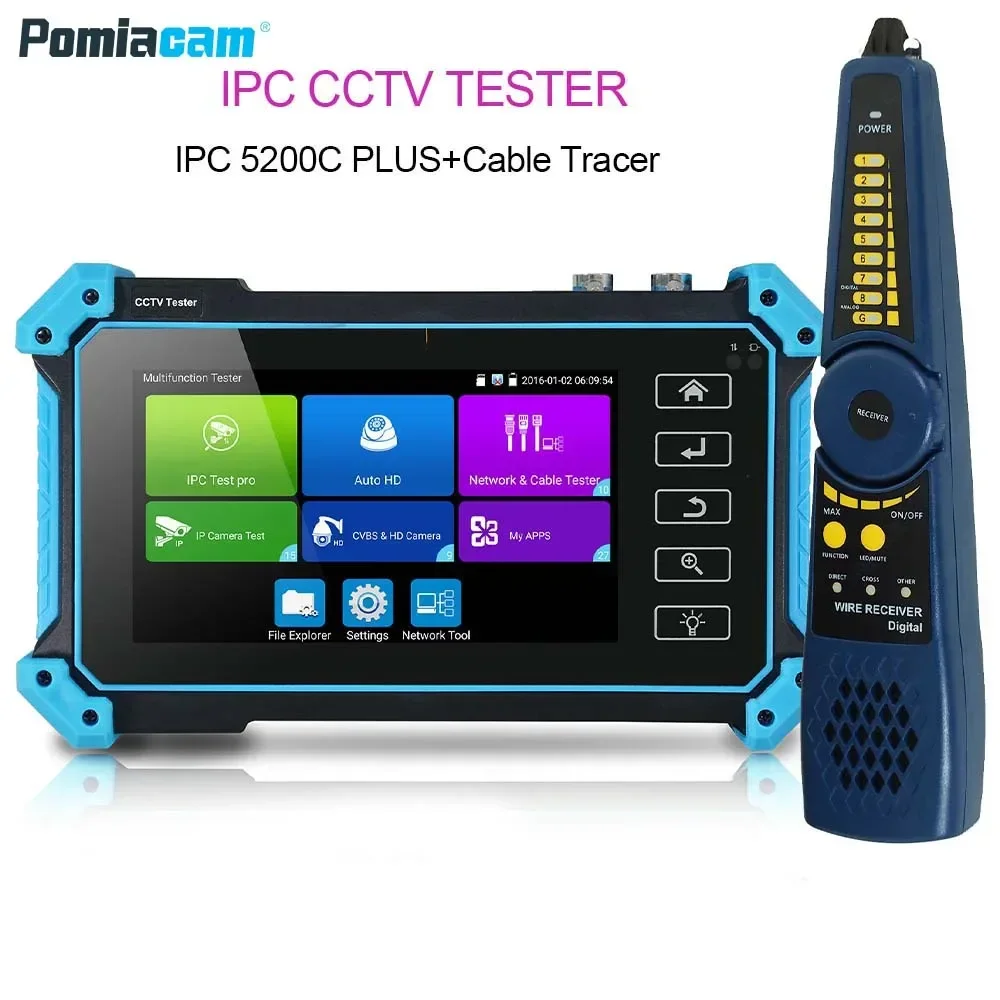 CCTV Tester Monitor, 8MP AHD CVI TVI CVBS IP Test 4K HD Display Video Monitor 5.4inch IPS IPC Tester POE PTZ WiFi RS485 HDMI VGA