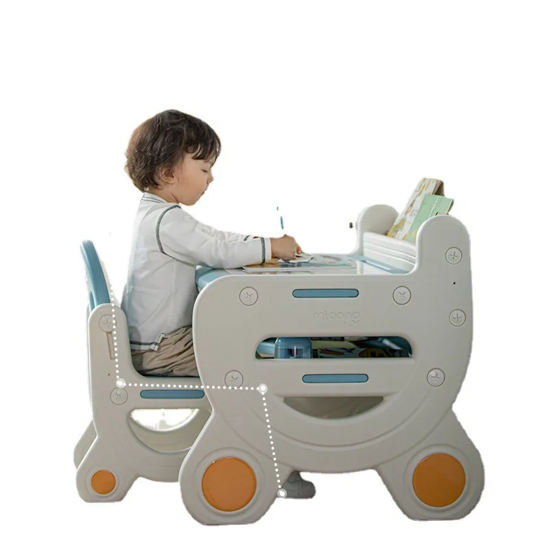 Manlong children's study table and chairs integrated learning reading writing table  baby table combination set