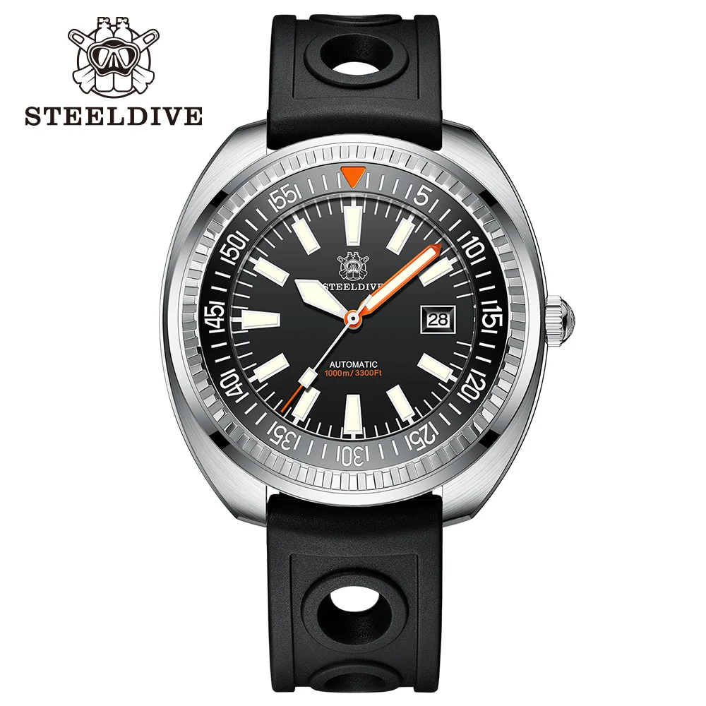 Steeldive-男性用自動サファイアダイブウォッチ,クールなデザイン,防水