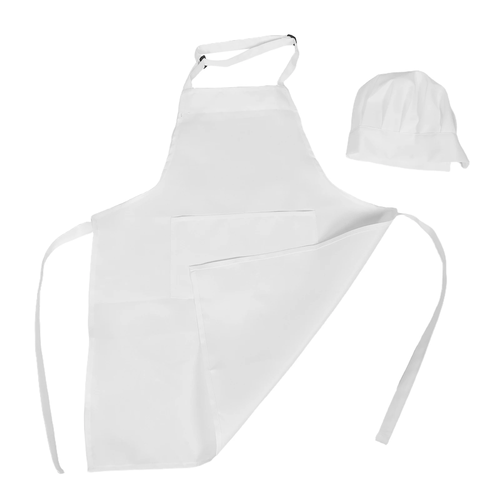 

Adjustable Kitchen Apron Chef and Hat White Outfit Props Water-resistant Bib