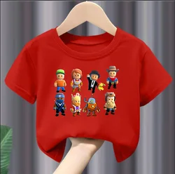 Jongens Struikelen T-Shirts Harajuku Kids Games Korte Mouw Top Kinderen Jongens Tee Casual Y 2K Meisjes Wensen Asha O-hals Modale Stof Tops