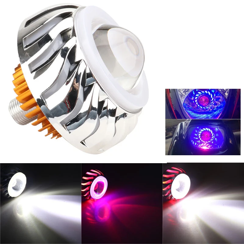 

1pcs Car Motorcycle Headlight LED Angel Devil Eyes Headlight Projector Lens High/Low Beam Strobe Spotlight DRL Dual Halo Lamp