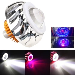 Farol LED Angel Devil Eyes para carro e motocicleta, lâmpada DRL Dual Halo, lente do projetor, feixe alto e baixo, foco estroboscópico, 1PC