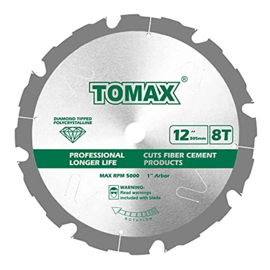 

PCDM12 Inch 8 Tooth Polycrystalline Diamond Tipped PCD Hardie Fiber Cement Saw Blade with 1 Inch Arbor