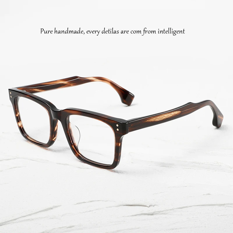 Fashion Design Handmade 80RX Square Acetate Glasses Frame Top Quality Colorful Men Women Prescription Myopia Optical Eyewear