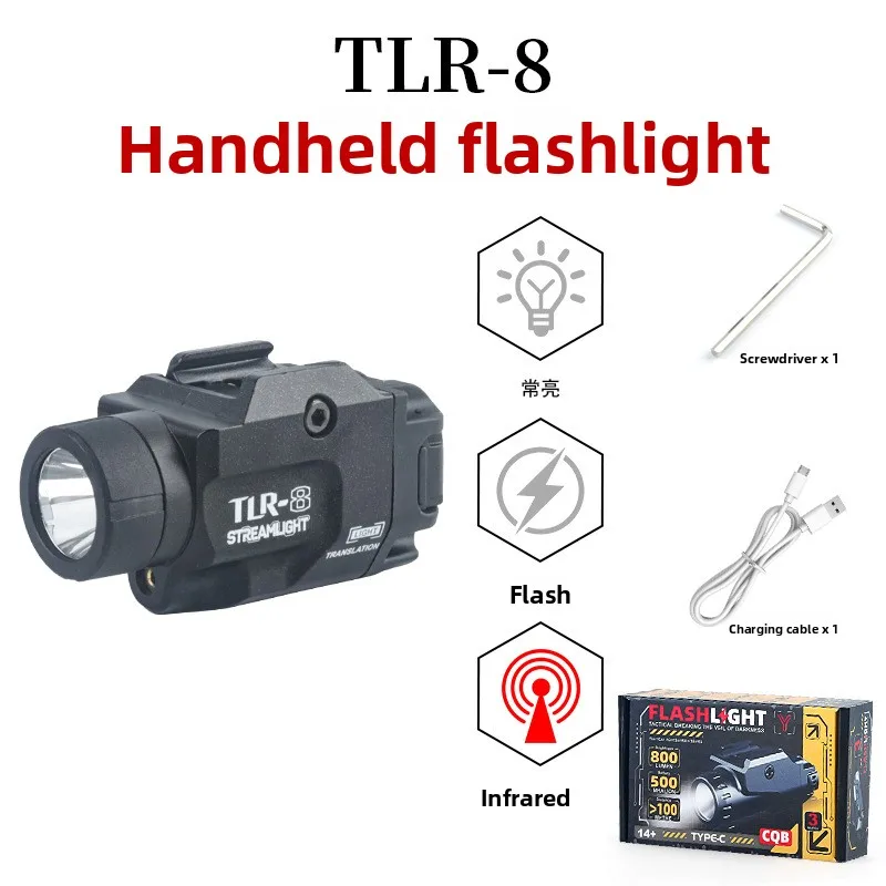 Metall TLR-8 Strobe LED Unterrohr-Taschenlampe, Universelle 20MM Schiene Verstellbare Starklicht-Taschenlampe Passend für Glock – Detail 4