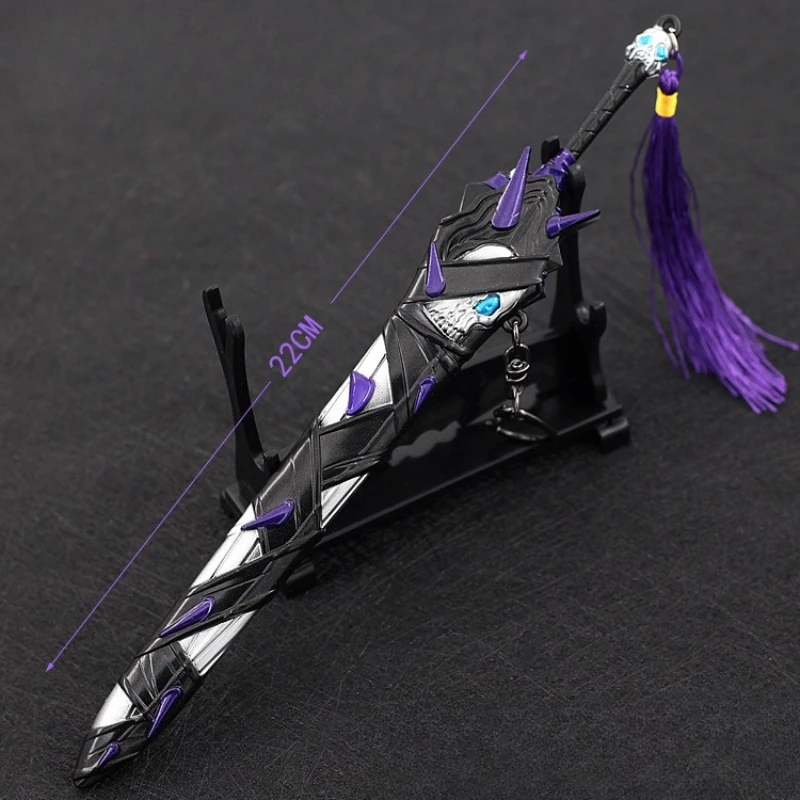 22 cm/8.66in Nacht van het Lot Anime Randapparatuur Ridder Koning FATE Hassan Zwaard van Sue Omhulde Wapen Model Anime zwaard Jongen Speelgoed Gift