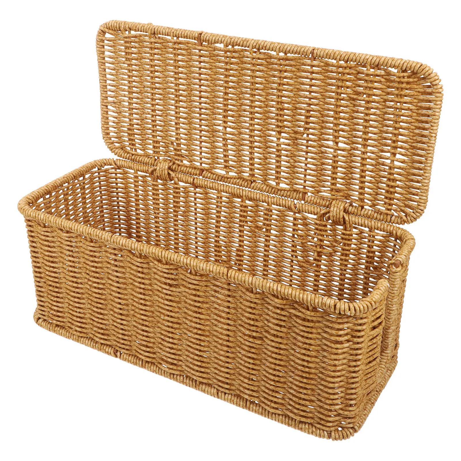 

Spacious Desktop Cord Organizer Box Rattan Style Cable Storage Basket for Managing Power Cords and Data Cables At Home Or Office