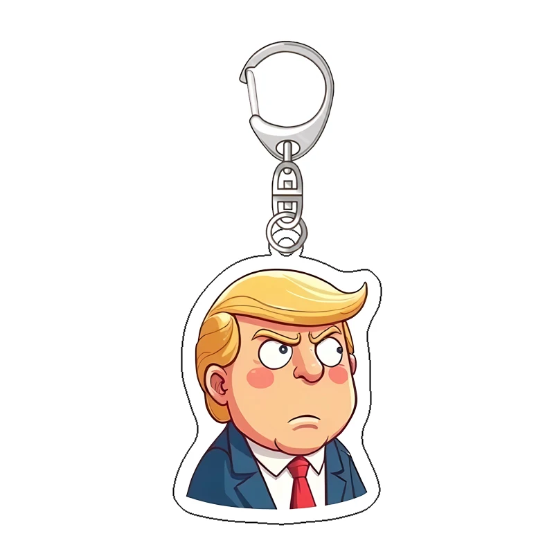 Anime Trump Oil Painting Style Acrylic Friends Gift Key Ring Bag Charm Pendant Fans Jewelry Cute Creative Keychain Fashion