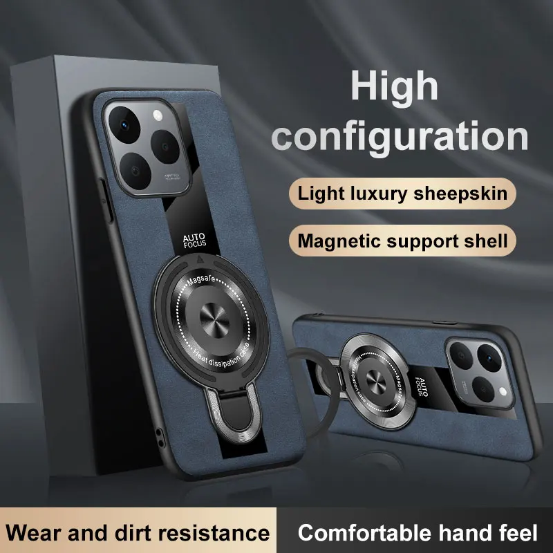 

For Realme 15T Case New High-end Plain Leather Magnetic Stand Anti-drop Cover For Realme 15 Pro Shockproof Bumper Funda