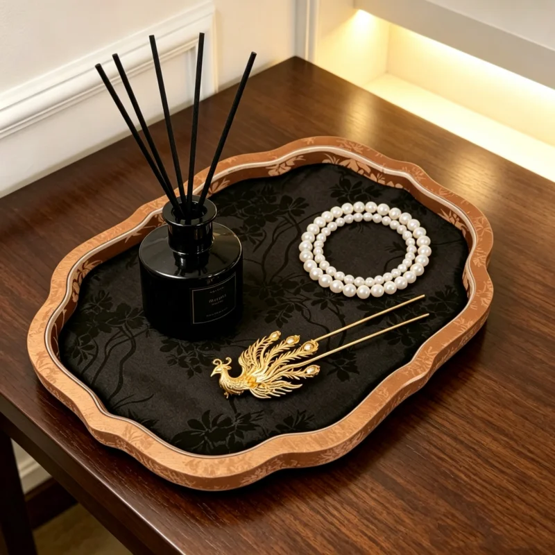 Court-Style Treasure Tray, Chinese Antique Beads & Jade Holder, Necklace Bracelet Storage Viewing Plate, Home Shop Decor