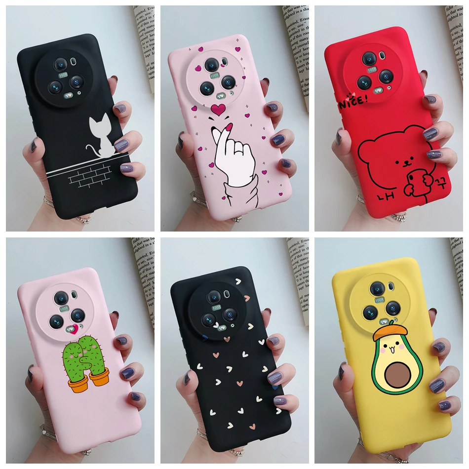 Fashion Phone Case For Honor Magic 5 Magic5 Pro 5G Cat Cactus Finger Heart Pattern Back Cover For Honor Magic 5 Pro Soft Bumper