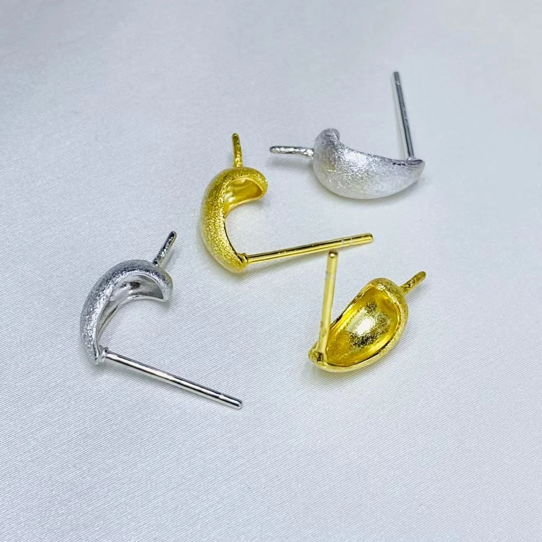 Wholesale 925 Sterling Silver Earrings Mount Findings Settings Base Mounting Parts Accessory for 10-11mm Pearls 5 pairs/lot