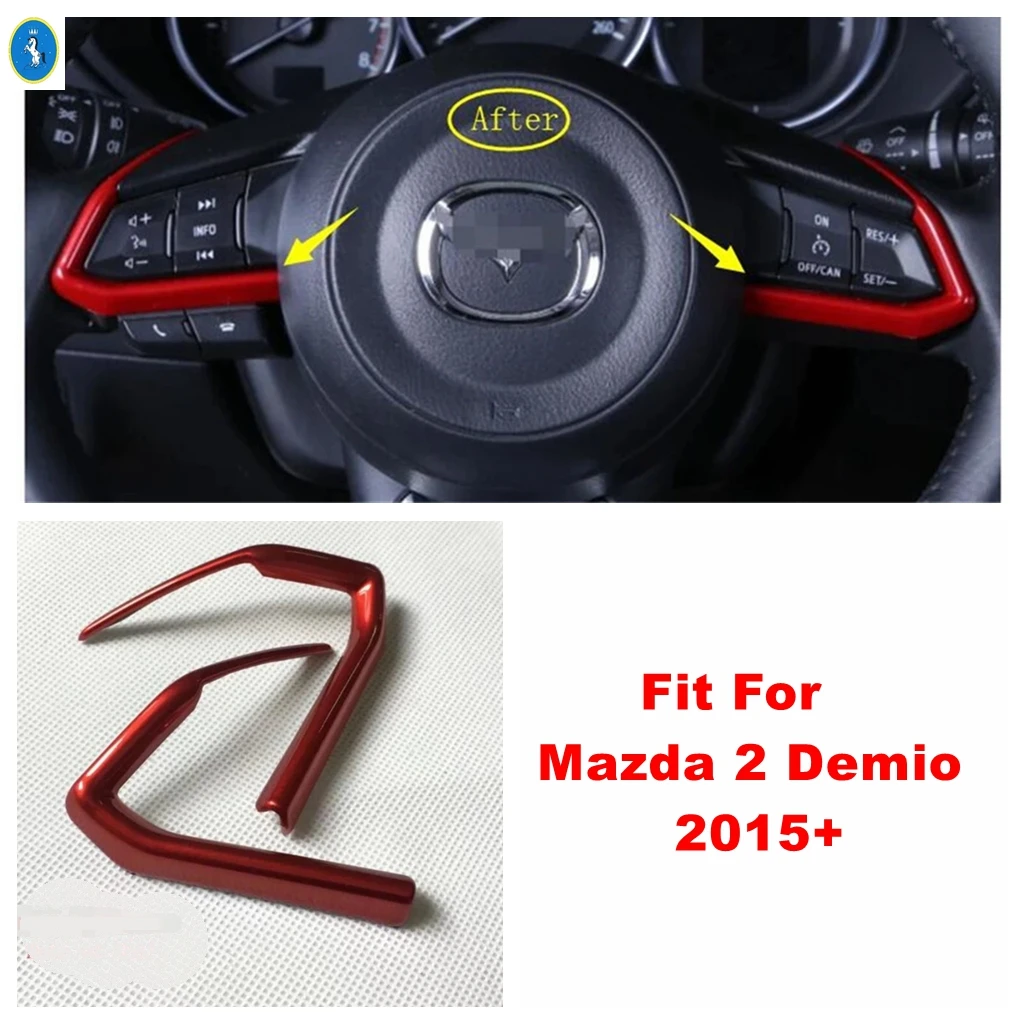 

ABS Car Steering Wheel Button Decor Cover Trim Kit For Mazda 2 Demio 2015 - 2023 Red / Matte / Carbon Fiber Interior Accessories