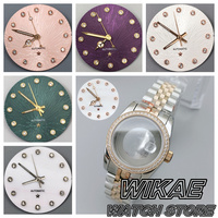 24.5mm Star Watch Dial Handset Green Purple Pink Mother Pearl Dial Gold Rose Gold Diamond Index Fit 31mm NH05 Lady's Watch Part