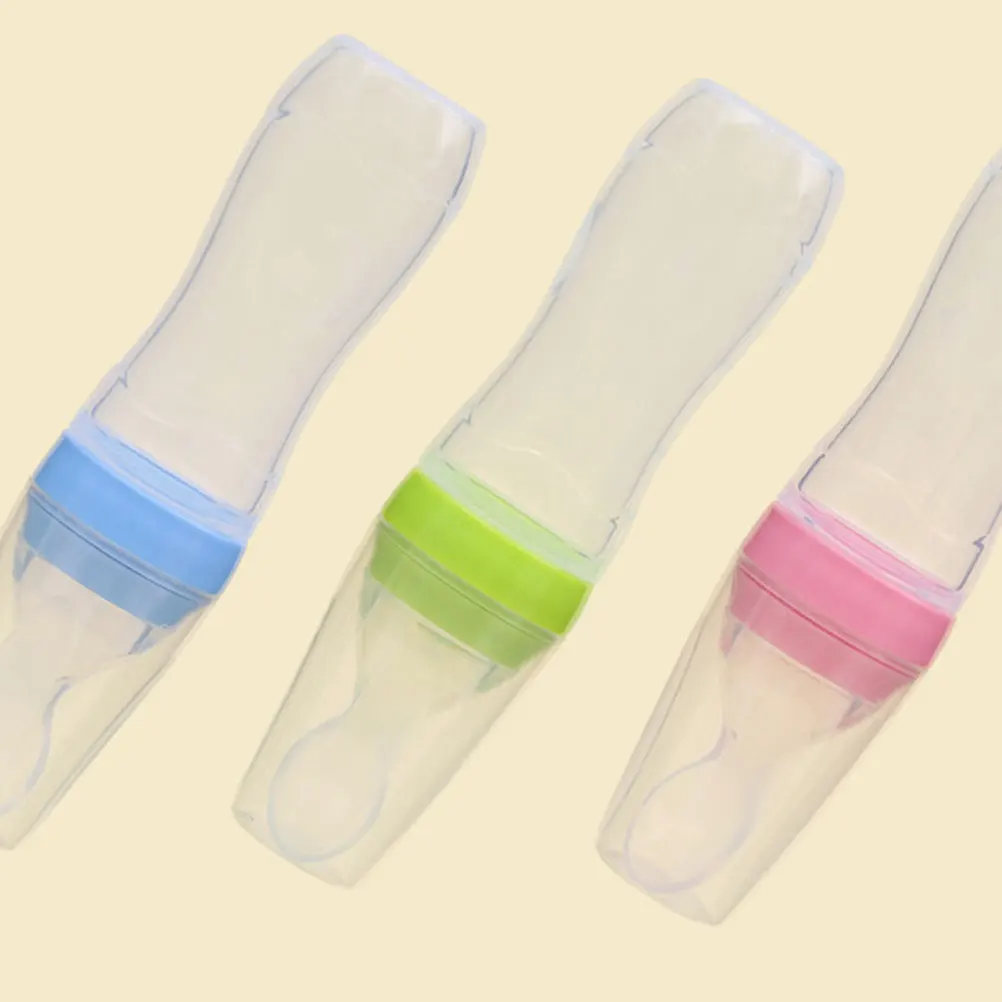 

3Pcs Silicone Nursing Bottles Infant Baby Feeder Spoon Head Nursing Bottle for Milk Juice Medicine Portable Lightweight Travel