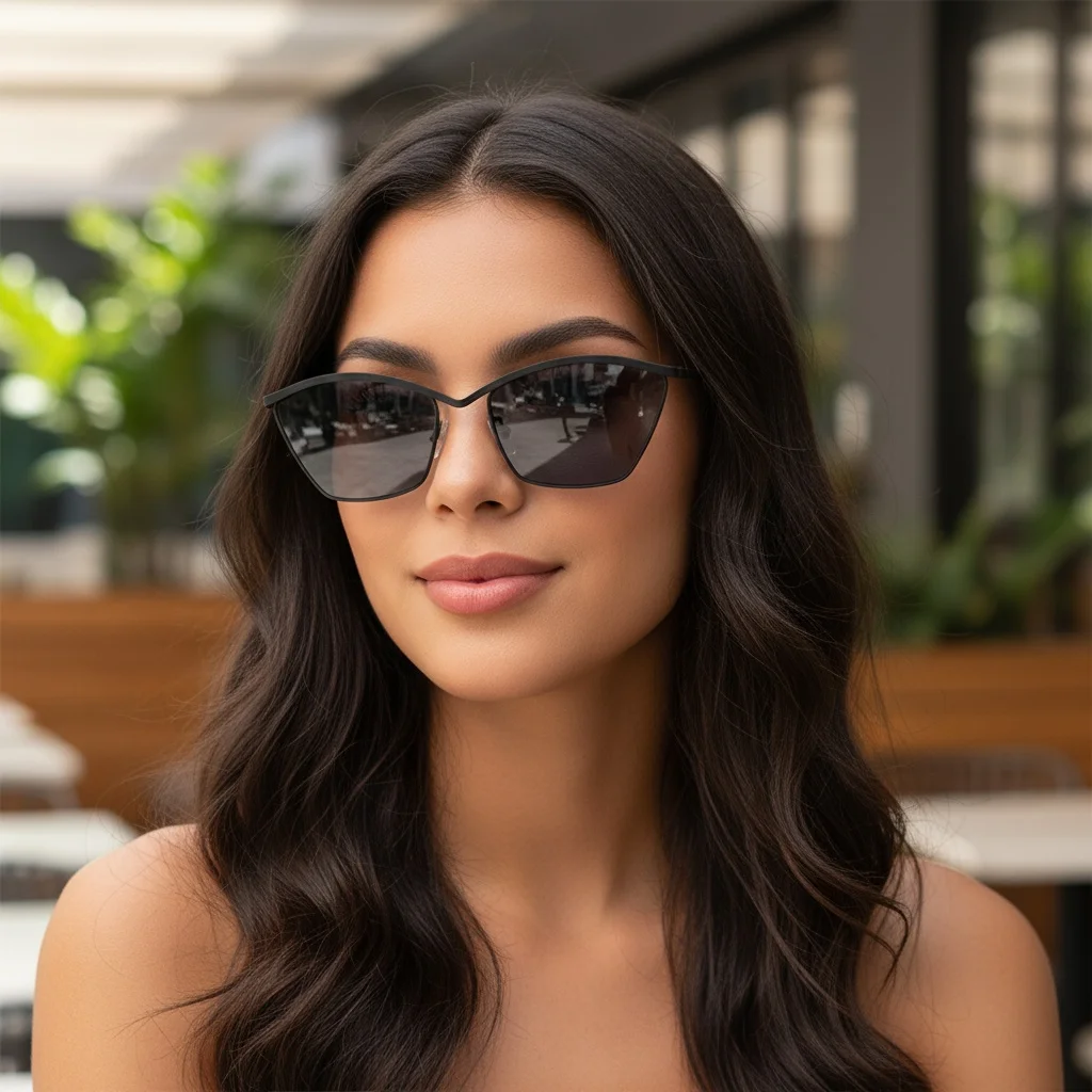 Neue Cat Eye Metallrahmen trendige Sonnenbrille Internet berühmte lässige Retro-Sonnenbrille für Damen und Herren 2508