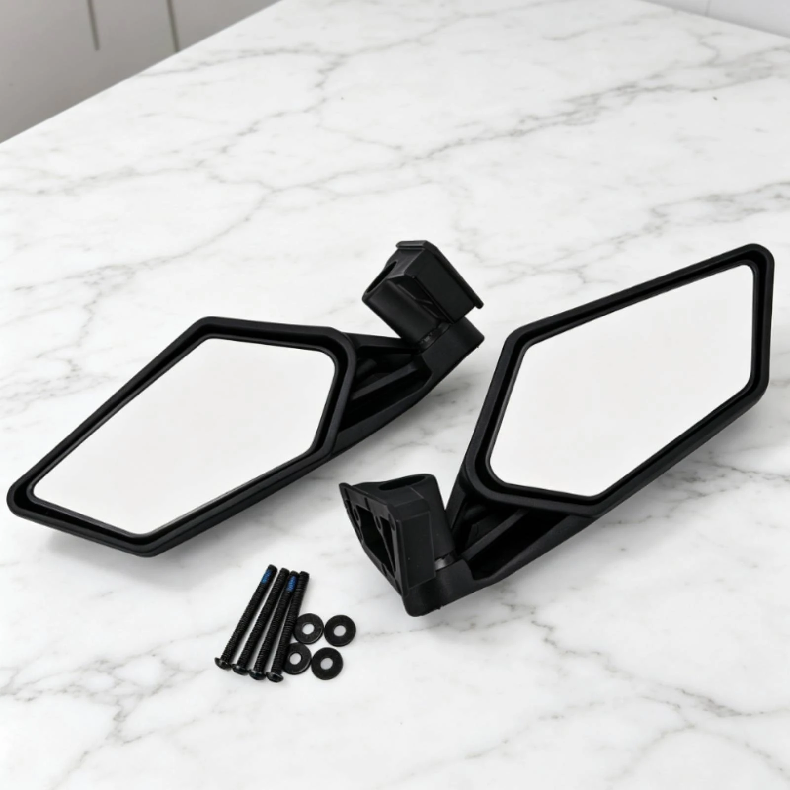 Bolt on Matte Finish Rearview Mirror Reflectors Set Mounting Hardware for Recreational Vehicle Accessory Part